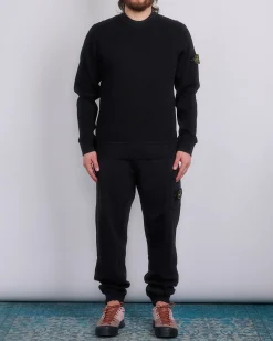 New Stone Island Waffle Fleece Crewneck Black