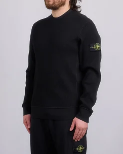 New Stone Island Waffle Fleece Crewneck Black