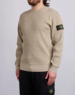 Hot Stone Island Waffle Fleece Crewneck Desert