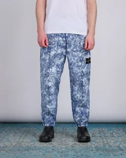 Online Stone Island White Pigment Print Belted Pant Blue Marine