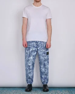 Online Stone Island White Pigment Print Belted Pant Blue Marine