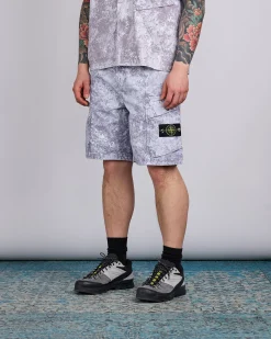 Outlet Stone Island White Pigment Print Belted Short Pearl Grey