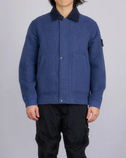 Outlet Stone Island Wool Nylon Gauze Jacket Royal Blue