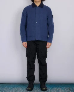 Outlet Stone Island Wool Nylon Gauze Jacket Royal Blue