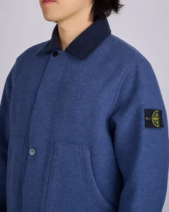 Outlet Stone Island Wool Nylon Gauze Jacket Royal Blue