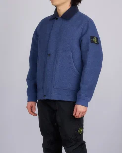 Outlet Stone Island Wool Nylon Gauze Jacket Royal Blue