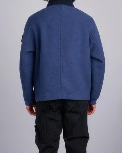 Outlet Stone Island Wool Nylon Gauze Jacket Royal Blue
