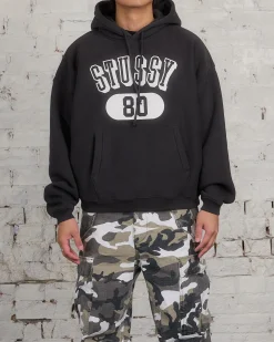Best Stussy 80 Relaxed Hooded Sweatshirt Washed Black