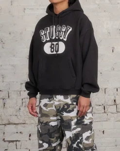 Best Stussy 80 Relaxed Hooded Sweatshirt Washed Black