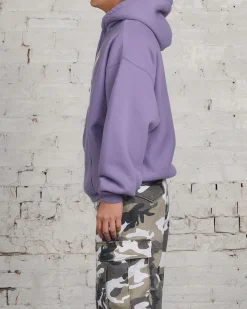 Clearance Stussy 80 Relaxed Hooded Sweatshirt Ash Purple