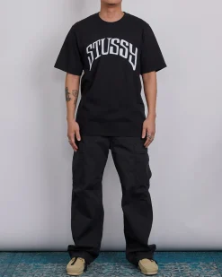 Online Stussy Arched Pigment Dyed T-Shirt Black