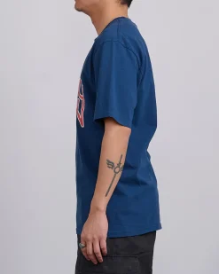 Hot Stussy Arched Pigment Dyed T-Shirt Navy