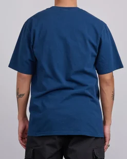 Hot Stussy Arched Pigment Dyed T-Shirt Navy