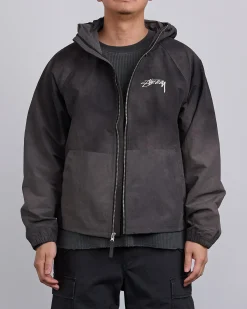 Clearance Stussy Beach Shell Jacket Wave Dye Black