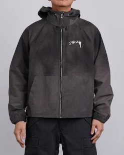 Clearance Stussy Beach Shell Jacket Wave Dye Black
