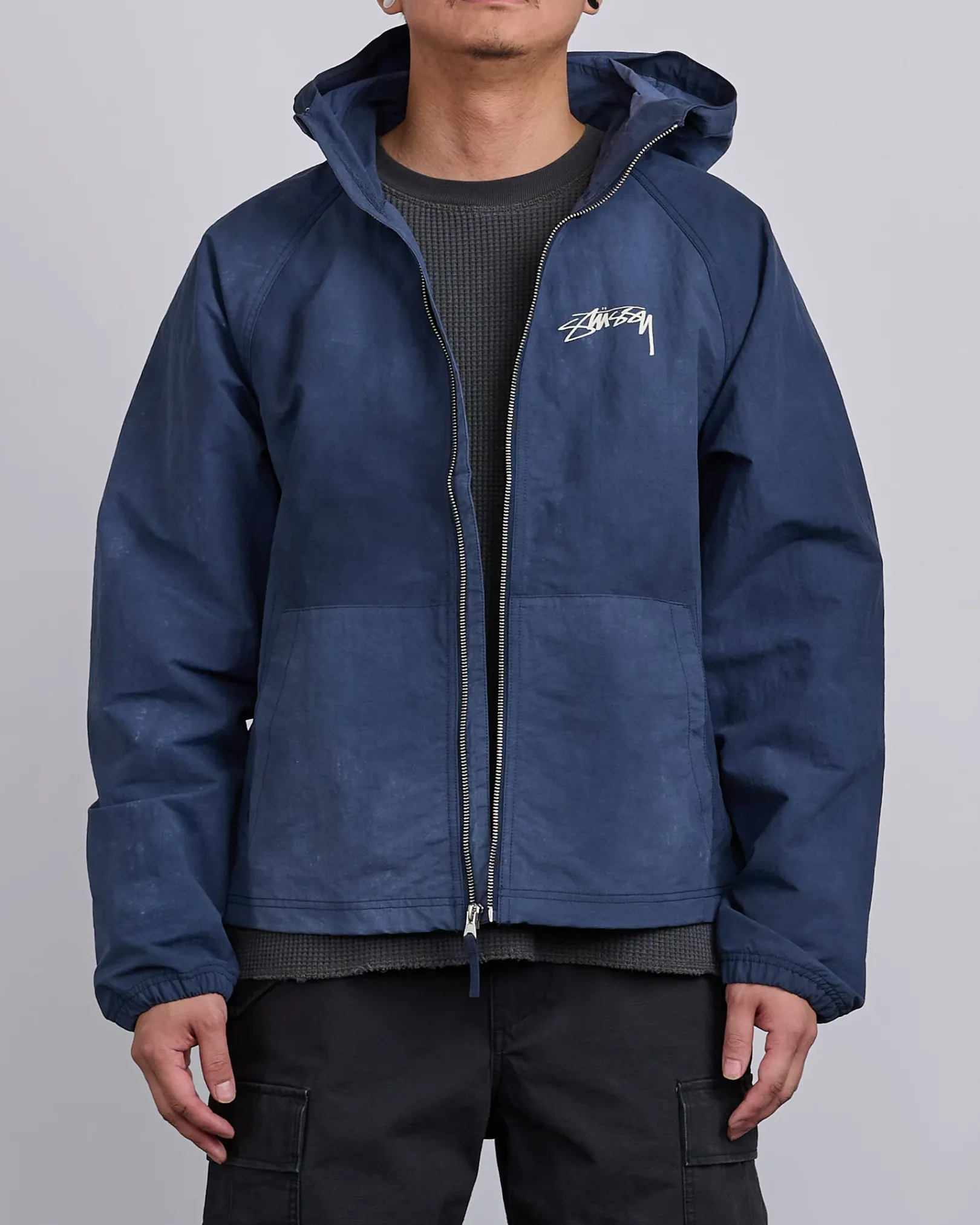 Fashion Stussy Beach Shell Jacket Wave Dye Navy