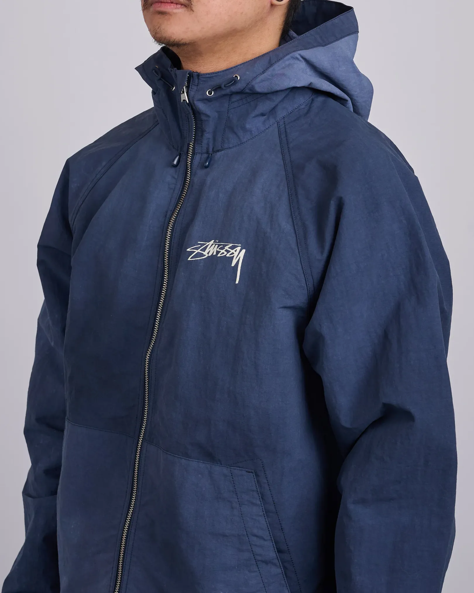 Fashion Stussy Beach Shell Jacket Wave Dye Navy