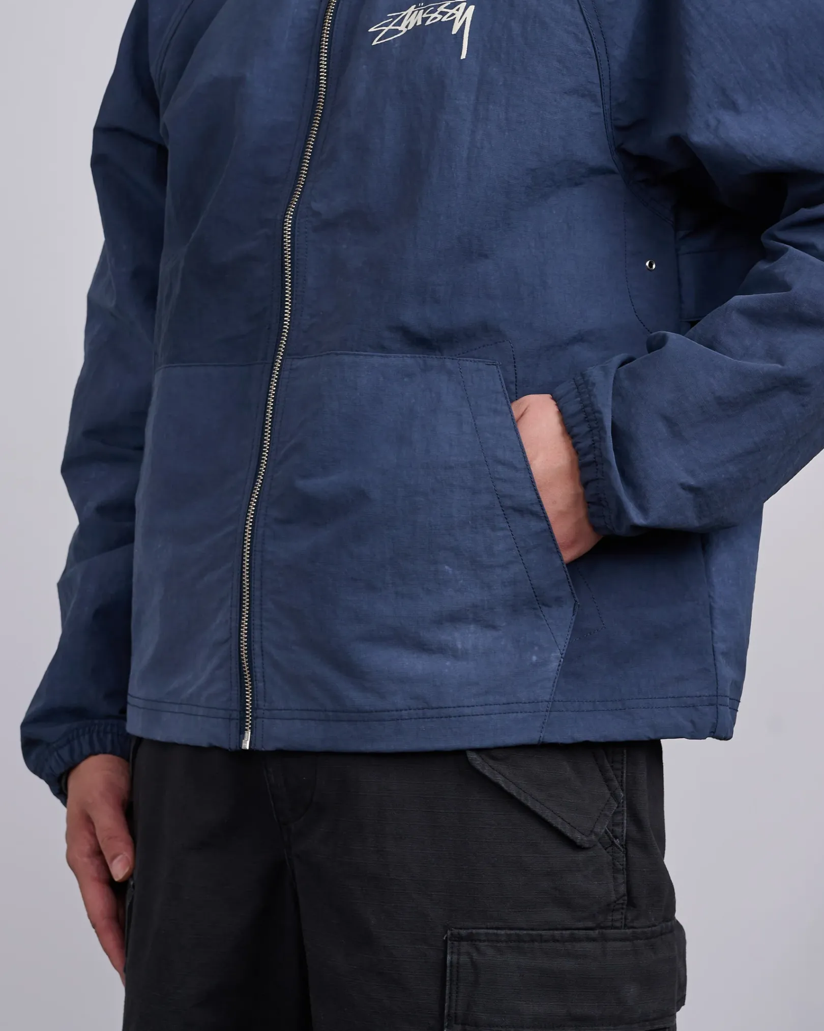 Fashion Stussy Beach Shell Jacket Wave Dye Navy