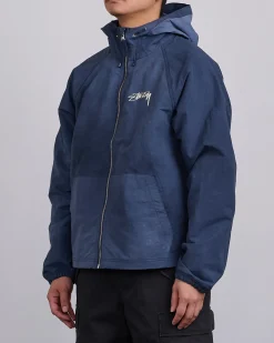 Fashion Stussy Beach Shell Jacket Wave Dye Navy