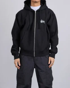 Outlet Stussy Big u0026 Meaty Hooded Zip Sweatshirt Black