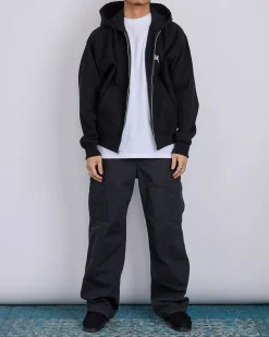 Outlet Stussy Big u0026 Meaty Hooded Zip Sweatshirt Black