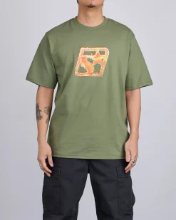 Best Stussy Blaze T-Shirt Olive