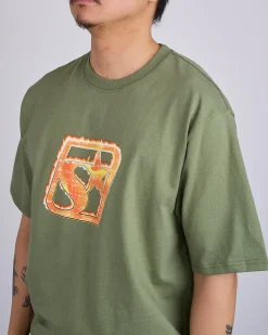 Best Stussy Blaze T-Shirt Olive