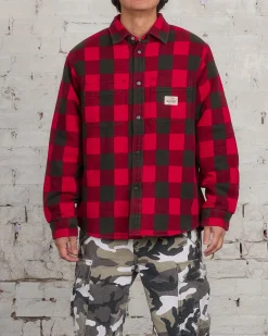 Sale Stussy Buffalo Plaid Button Shirt Red