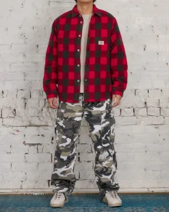 Sale Stussy Buffalo Plaid Button Shirt Red