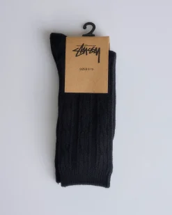 Online Stussy Cable Knit S Dress Sock Black