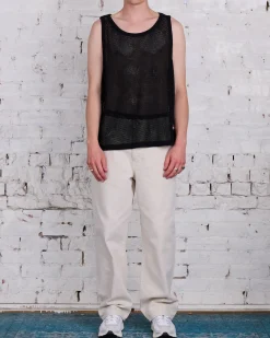 Clearance Stussy Cotton Big Mesh Tank Black