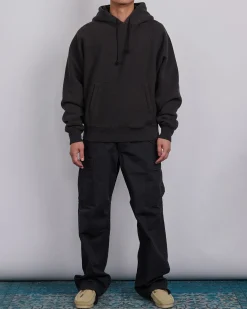 Outlet Stussy Fleece Raglan Hooded Sweatshirt Washed Black