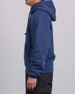 Outlet Stussy Fleece Raglan Hooded Sweatshirt Navy