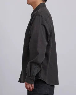Discount Stussy Heavy Washed Canvas Shirt Jacket Black