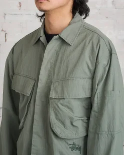 Hot Stussy Military Overshirt Jacket Olive