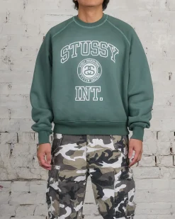 Online Stussy Overlock Varsity Raglan Crewneck Pine