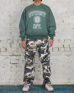 Online Stussy Overlock Varsity Raglan Crewneck Pine