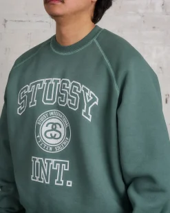 Online Stussy Overlock Varsity Raglan Crewneck Pine