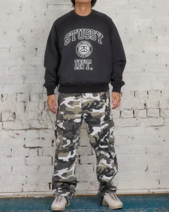 Best Stussy Overlock Varsity Raglan Crewneck Washed Black