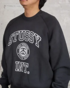 Best Stussy Overlock Varsity Raglan Crewneck Washed Black