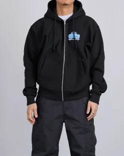 Fashion Stussy Pick-Up Hooded Zip Sweatshirt Black