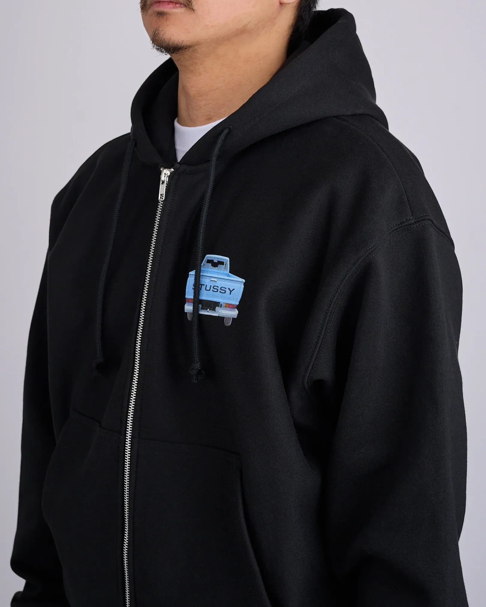 Fashion Stussy Pick-Up Hooded Zip Sweatshirt Black