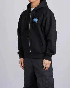 Fashion Stussy Pick-Up Hooded Zip Sweatshirt Black