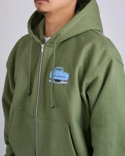 Sale Stussy Pick-Up Hooded Zip Sweatshirt Olive