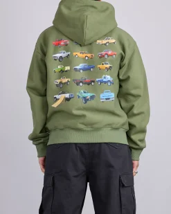 Sale Stussy Pick-Up Hooded Zip Sweatshirt Olive