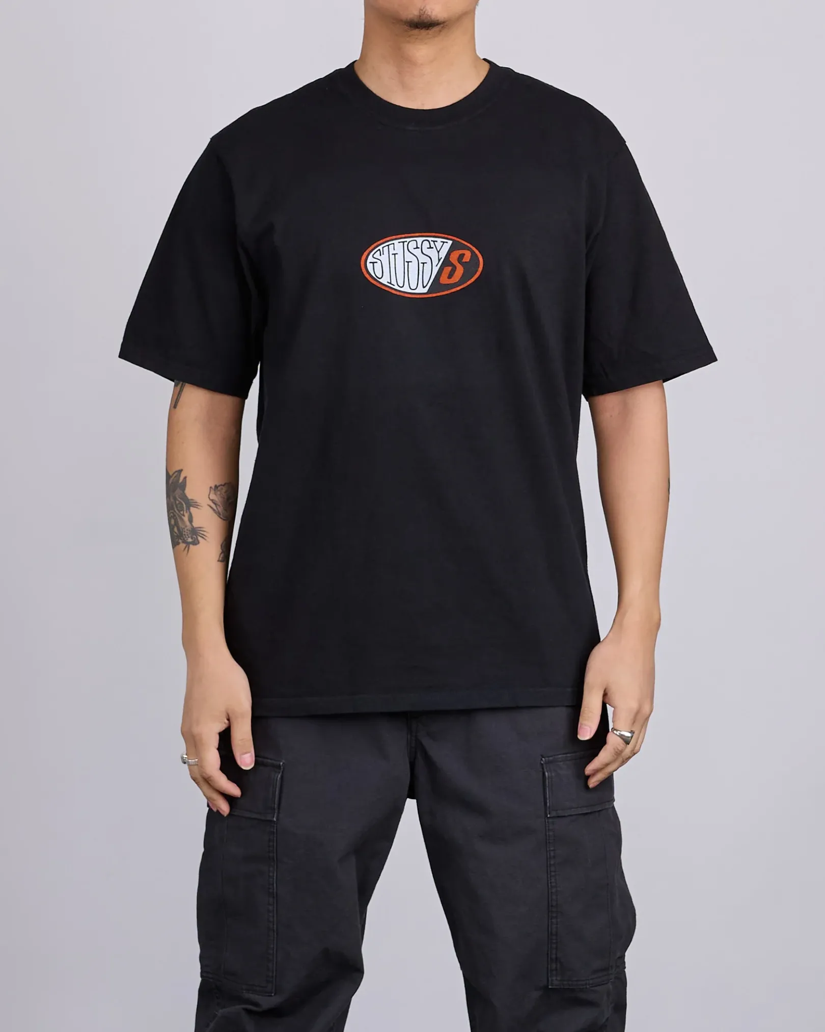 Clearance Stussy Pitstop Pigment Dyed T-Shirt Black