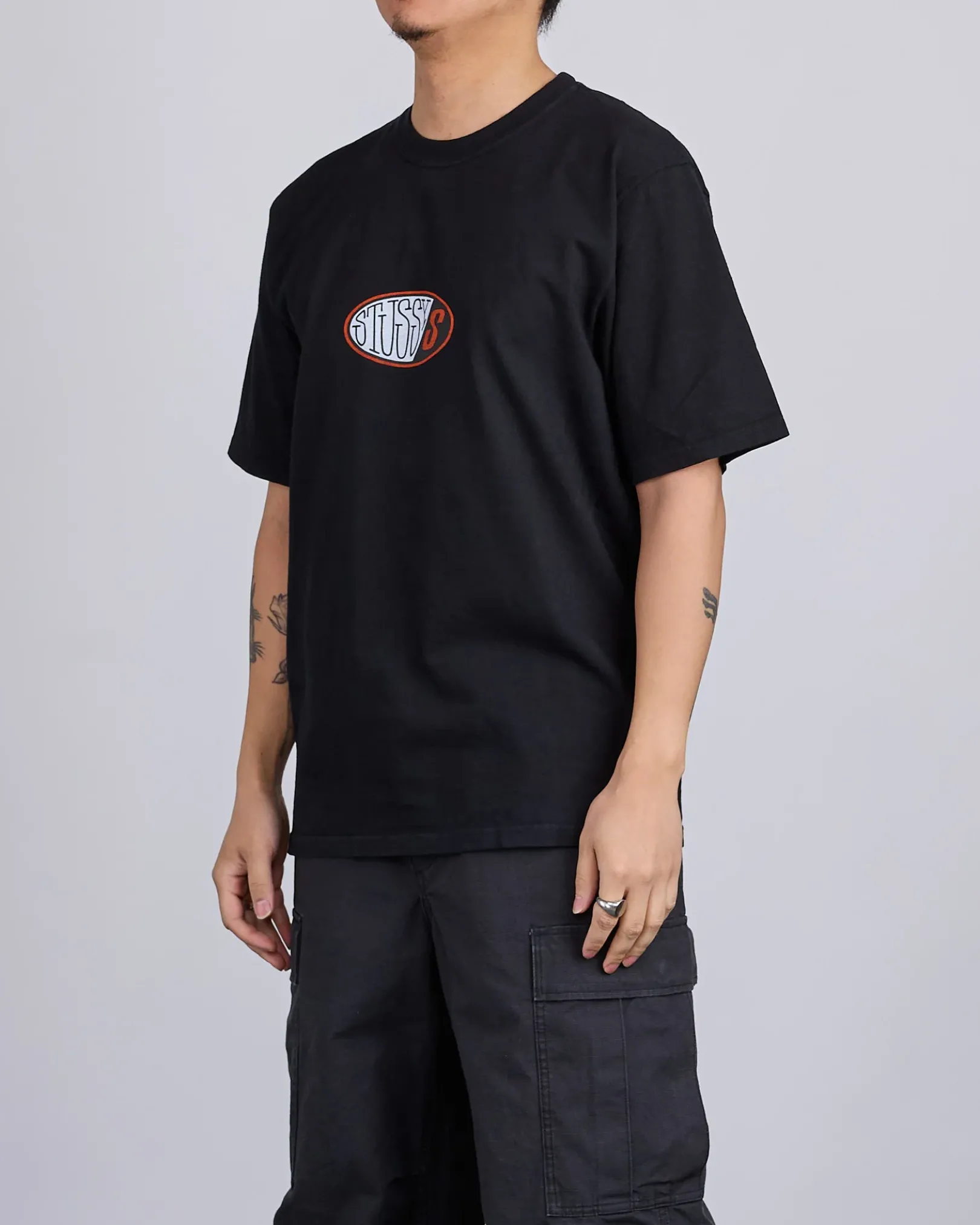 Clearance Stussy Pitstop Pigment Dyed T-Shirt Black