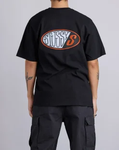 Clearance Stussy Pitstop Pigment Dyed T-Shirt Black