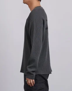 Clearance Stussy Raglan Basic Stock Thermal Crewneck Washed Black