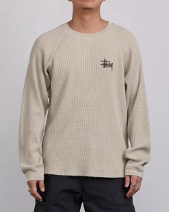 Hot Stussy Raglan Thermal Basic Stock Crewneck Bone